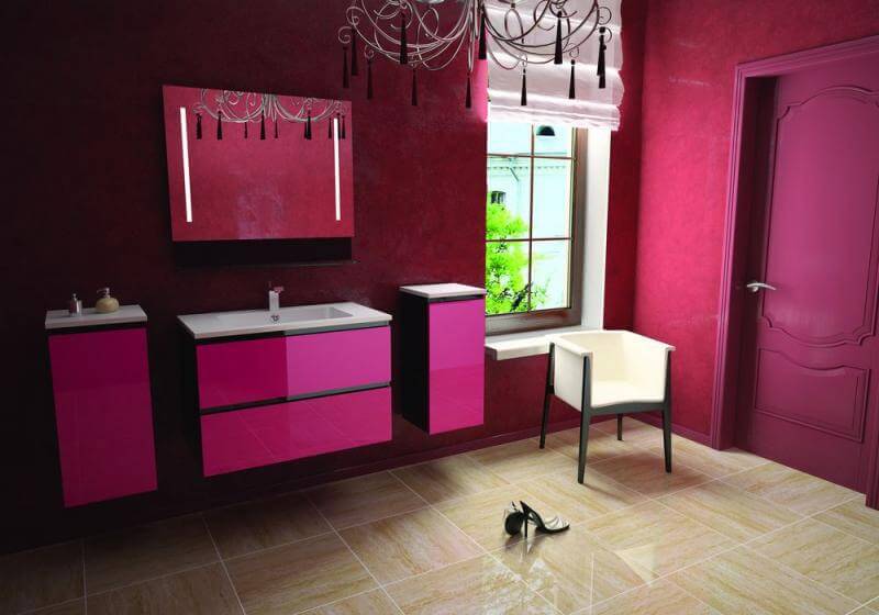 Тумба для ванной комнаты без раковины розового цвета